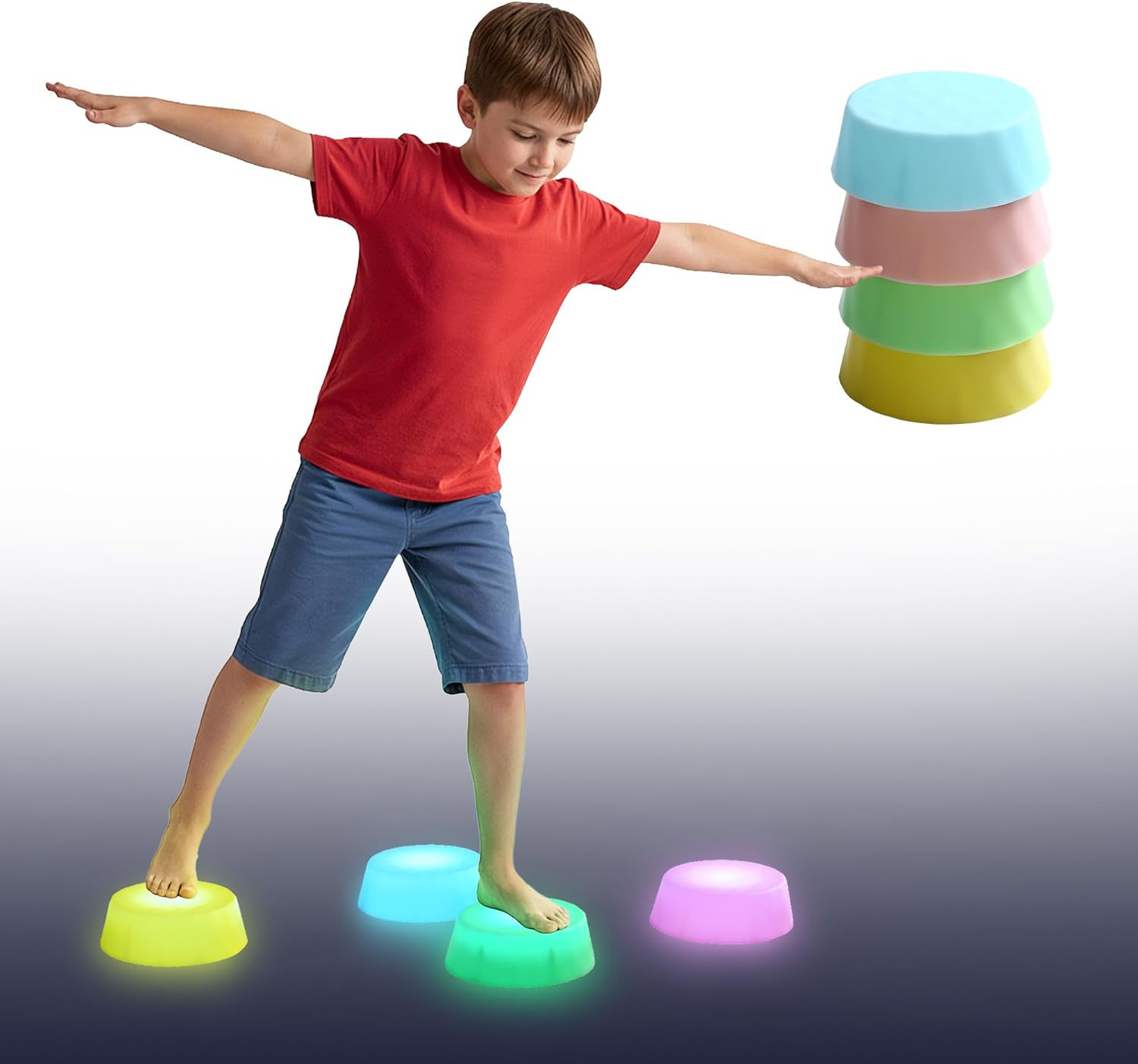 LED Stepping Stones for Kids – Light-Up Balance Blocks