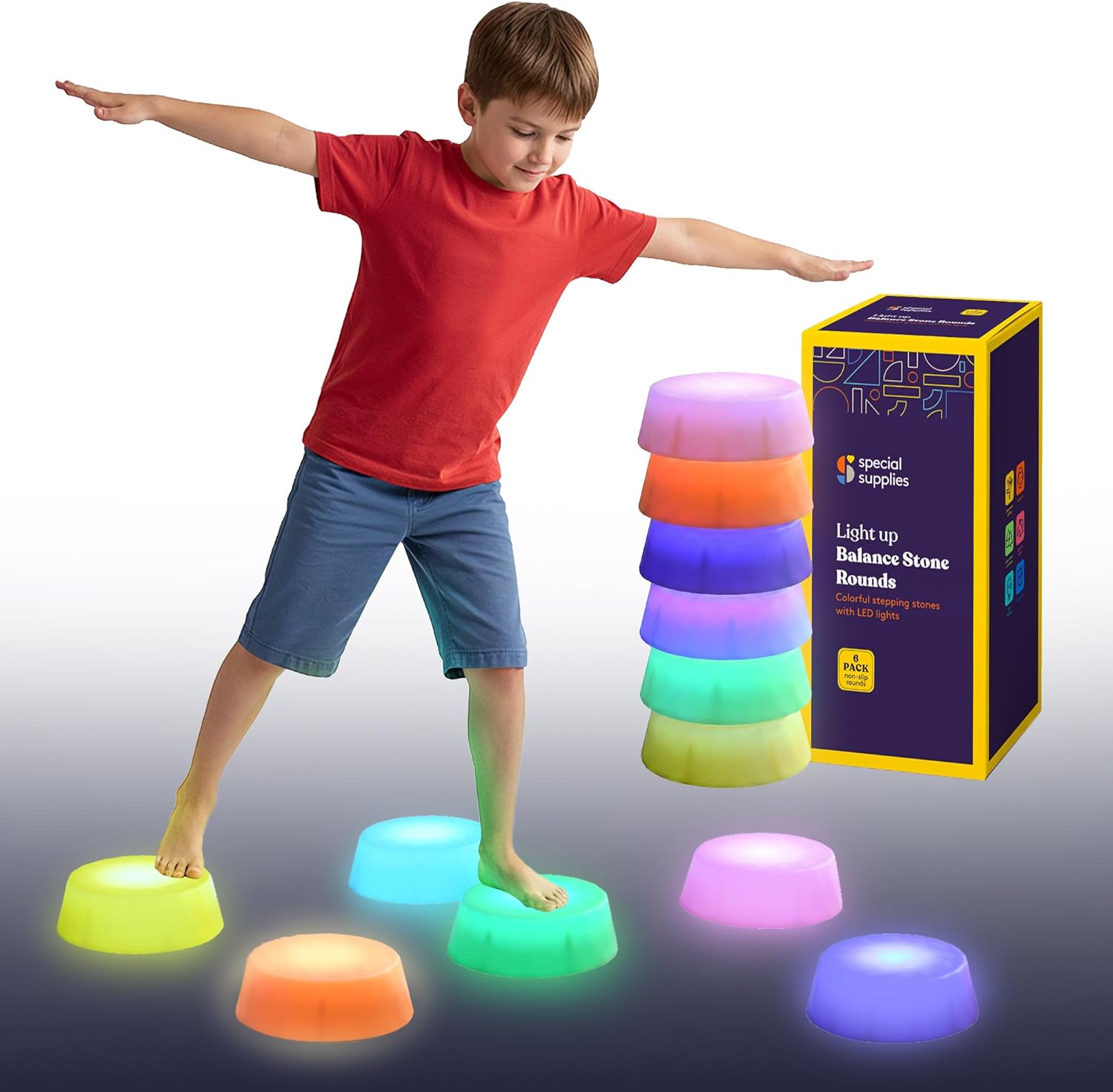 LED Stepping Stones for Kids – Light-Up Balance Blocks
