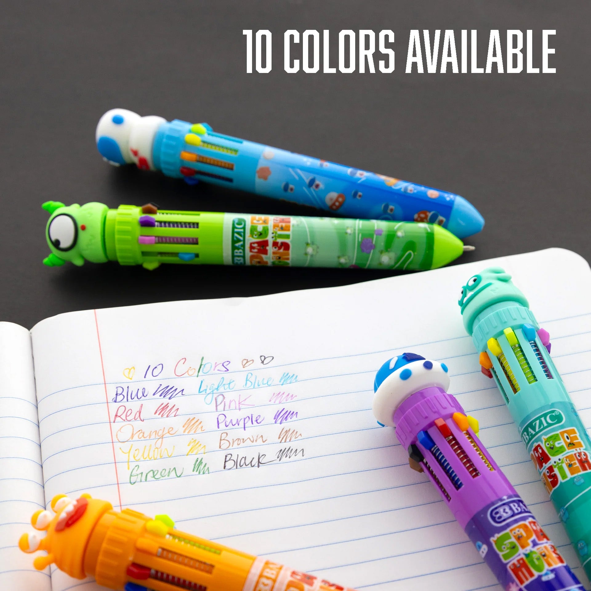 Space Monster Series 10-Color Pen, Assorted Designs, Set of 6