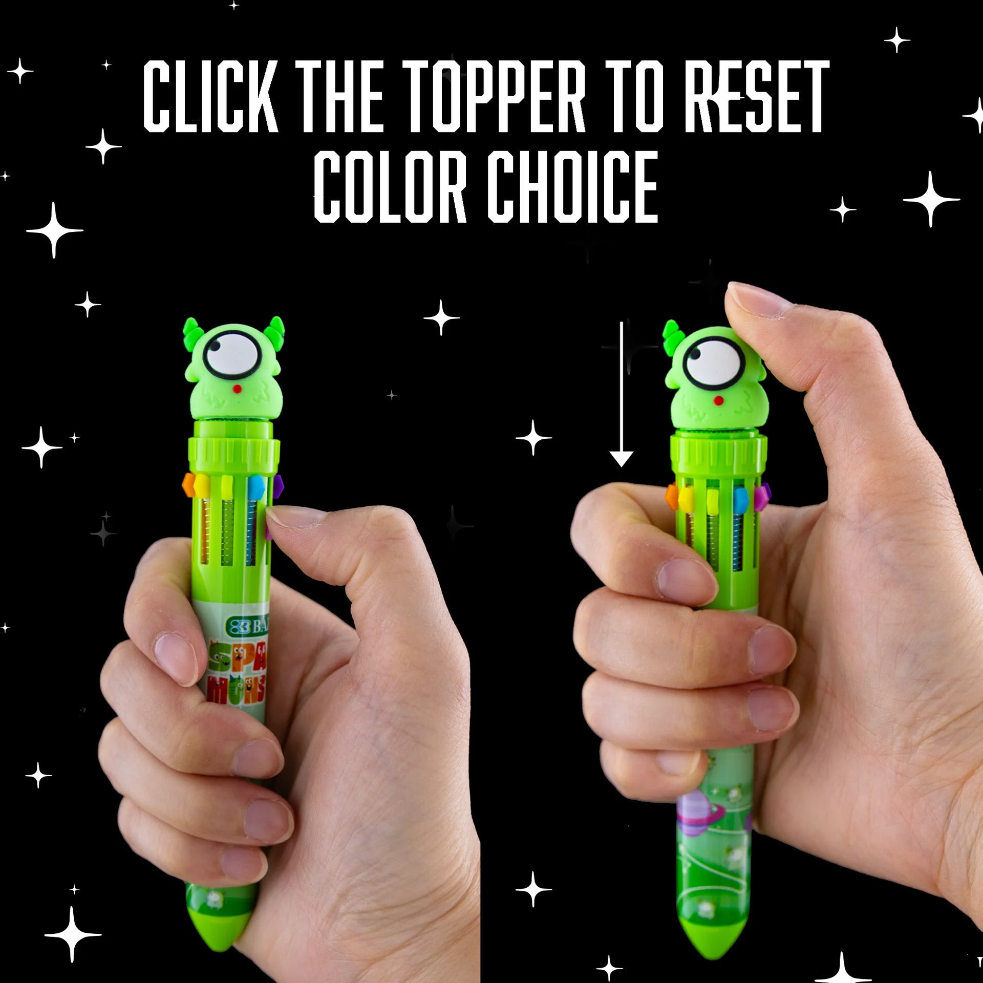 Space Monster Series 10-Color Pen, Assorted Designs, Set of 6