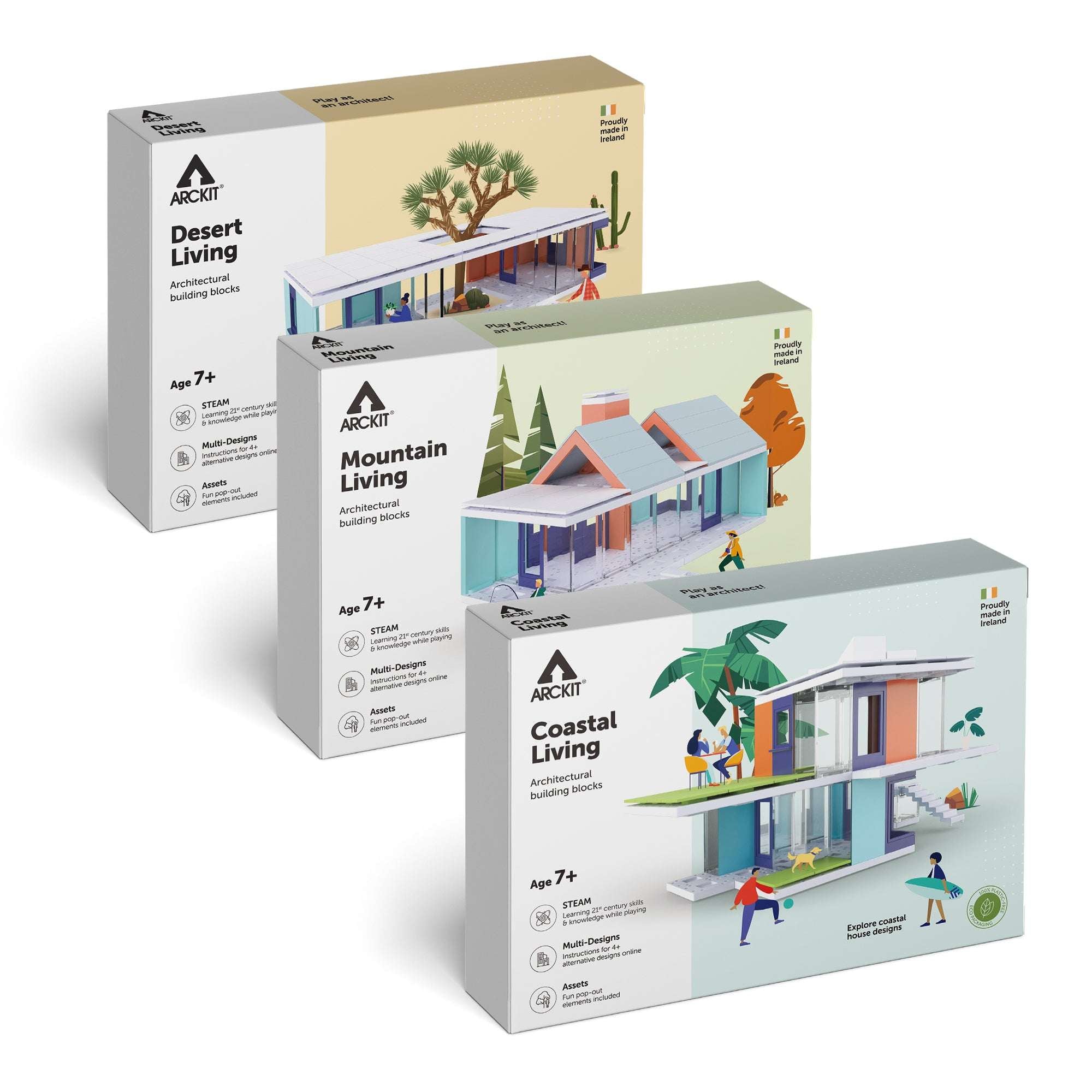 Bundle kit with Arckit Coastal Living, Mountain Living and Desert Living Architectural Model Kits