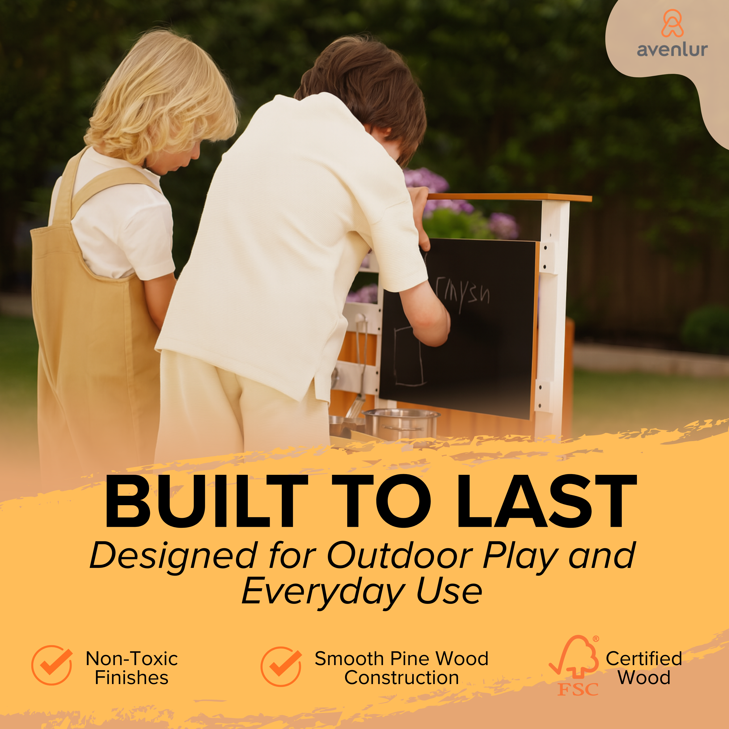 Avenlur Woodland Mud Kitchen – Montessori Outdoor Wooden Play Kitchen
