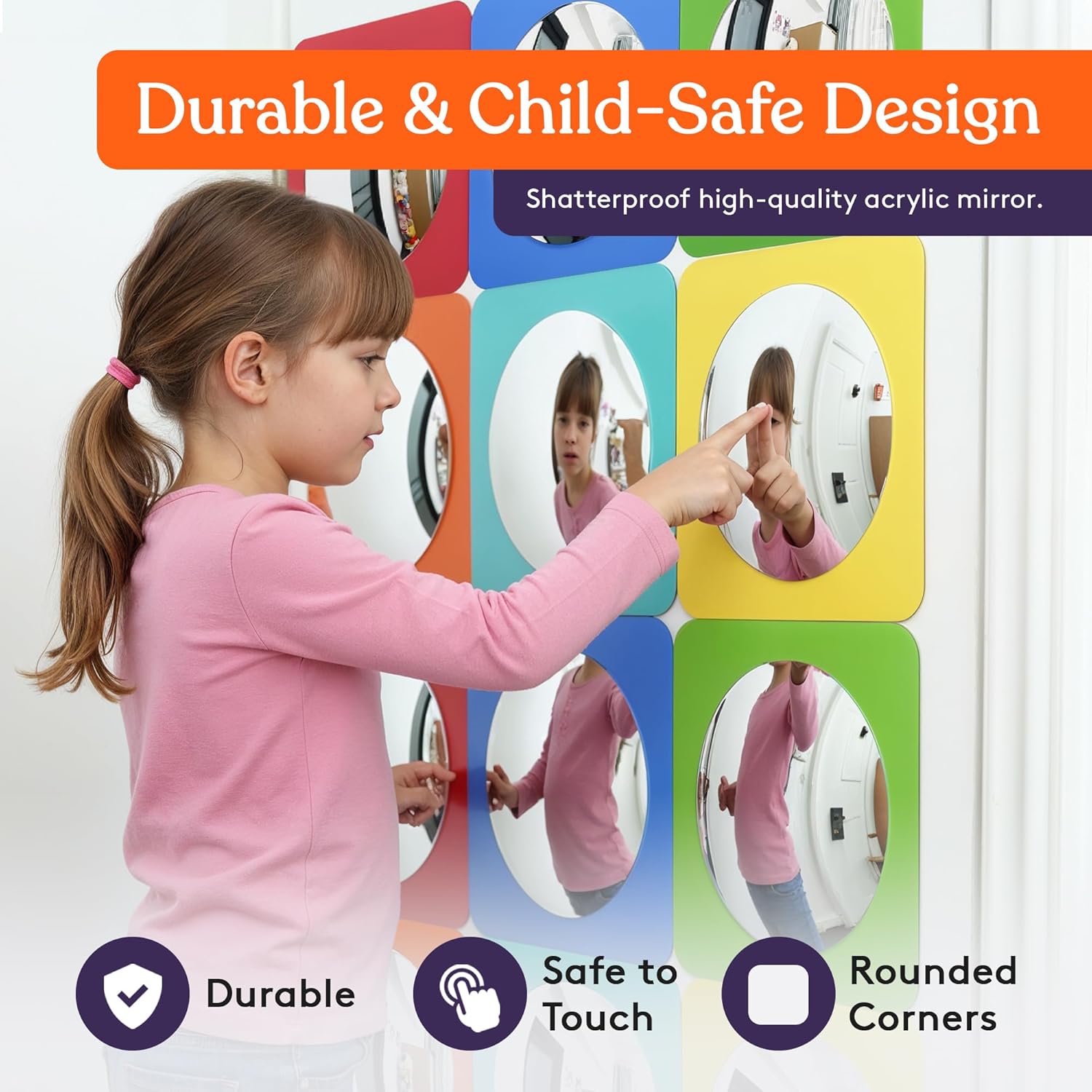 Special Supplies Sensory Bubble Wall Mirror - Interactive Acrylic Mirrors for Wall Decoration and Sensory Toys for Kids Classroom or Home - Room Decor -Visual, Tactile Stimulation - (Pack of 12)