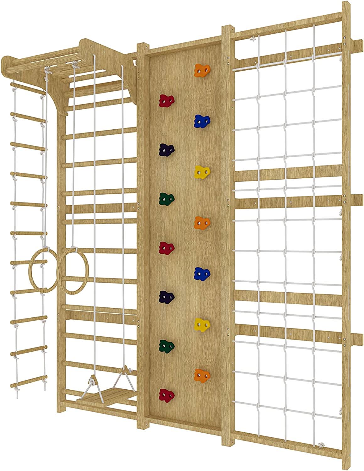 Walnut 9-in-1 Swedish Ladder Wall Gym | Indoor Wooden Climber & Activity Set for Kids