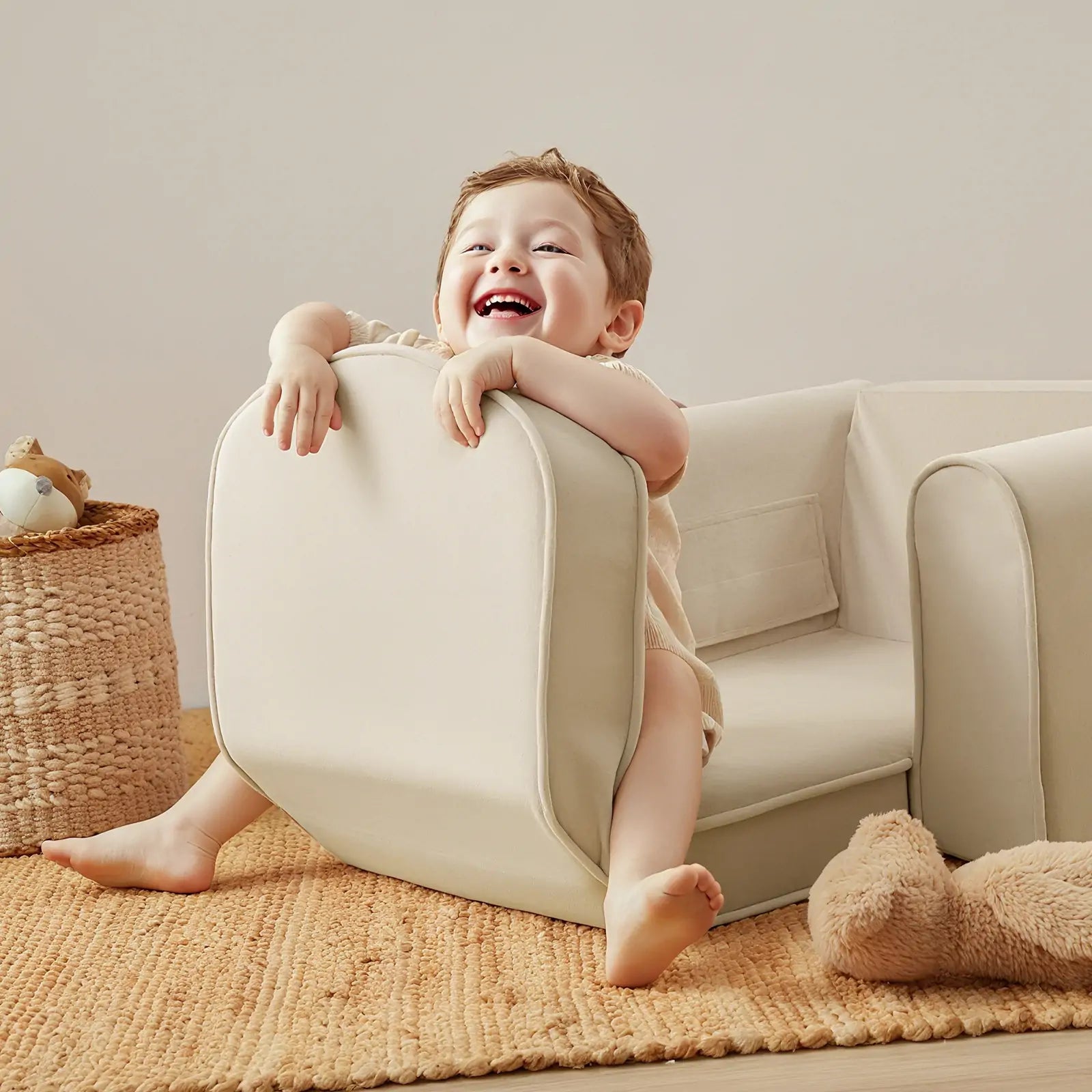 Tiny Land® GentleSnug Kid Chair - Beige White