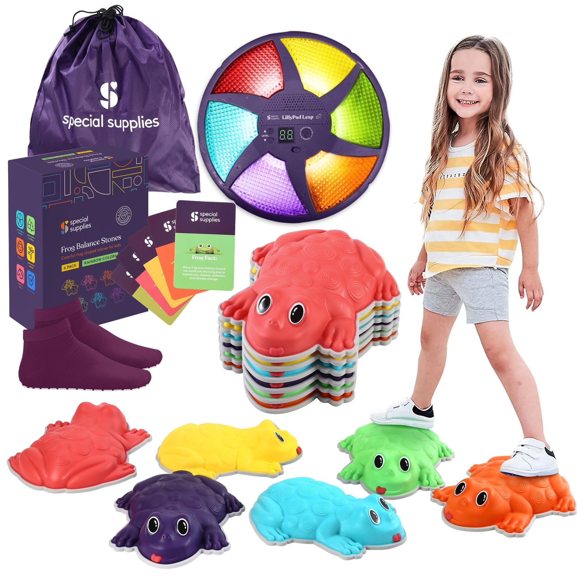Frog Stepping Stones – Deluxe 6-Piece Set with Bonus Game