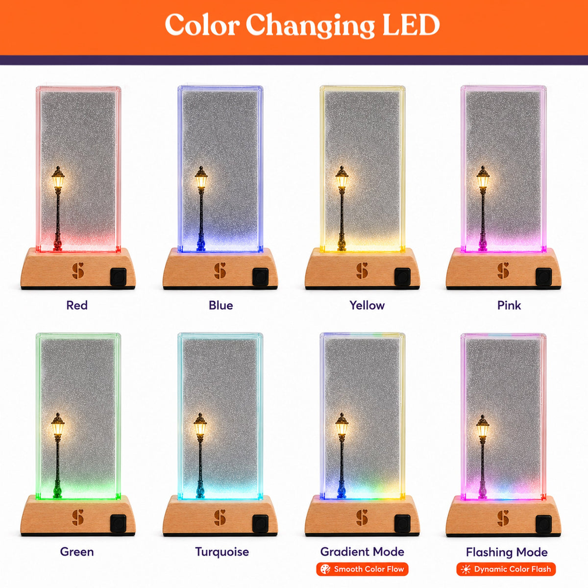 Special Supplies Soft Snowfall Glow Lamp with 3 Color LED Modes, Sensory Night Light with Floating Snow Effect, Acrylic Mood Lamp with Wooden Base for Bedroom Desk Office Relaxation Decor