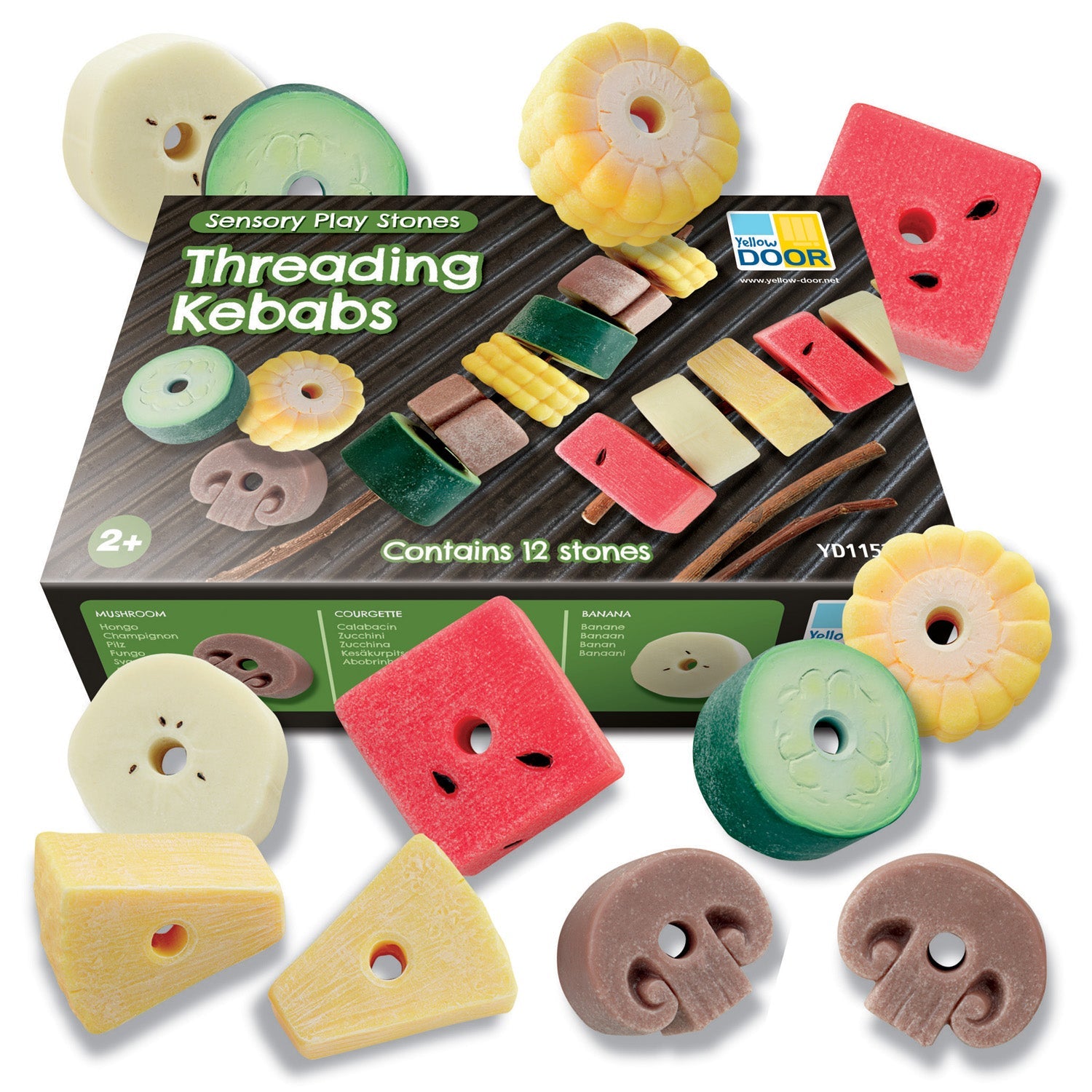 Sensory Play Stones Threading Kebabs
