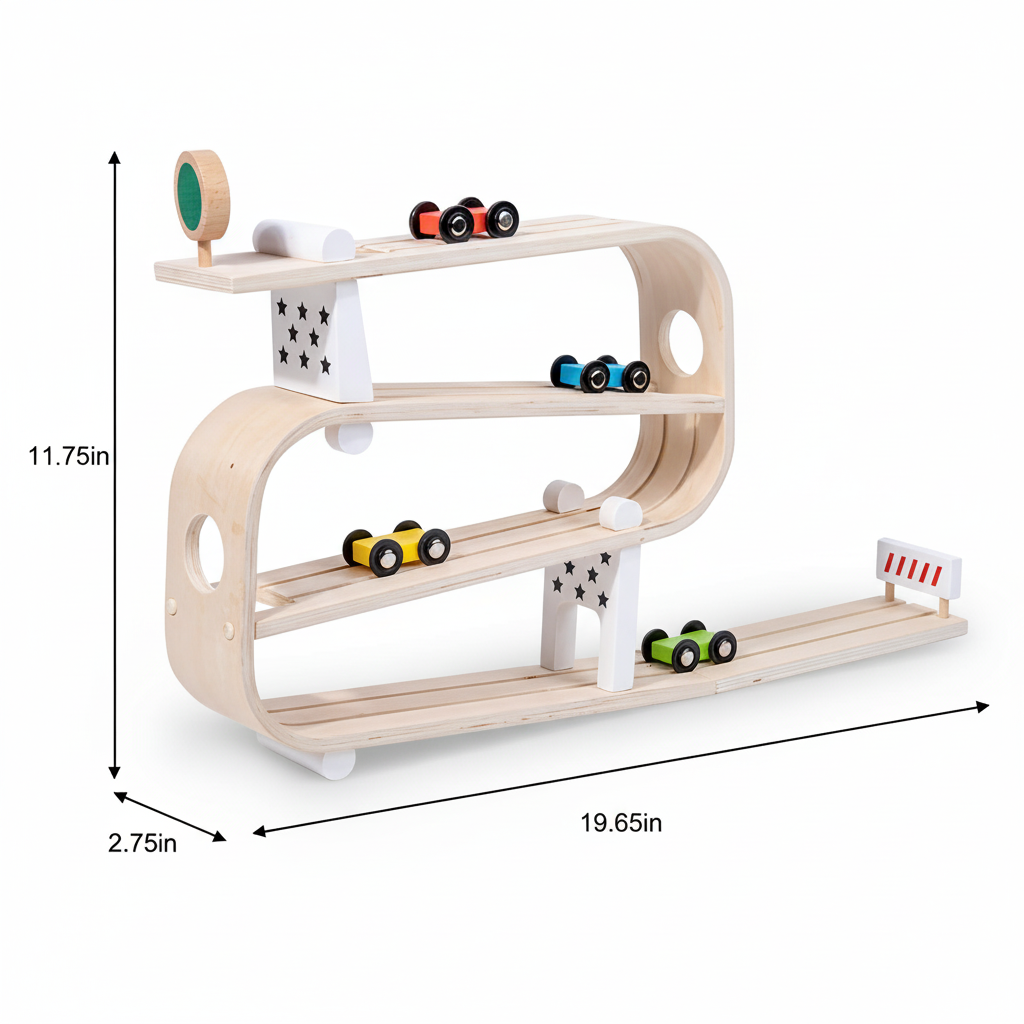 Wooden Car Ramp Racer | Montessori Rolling Track Toy
