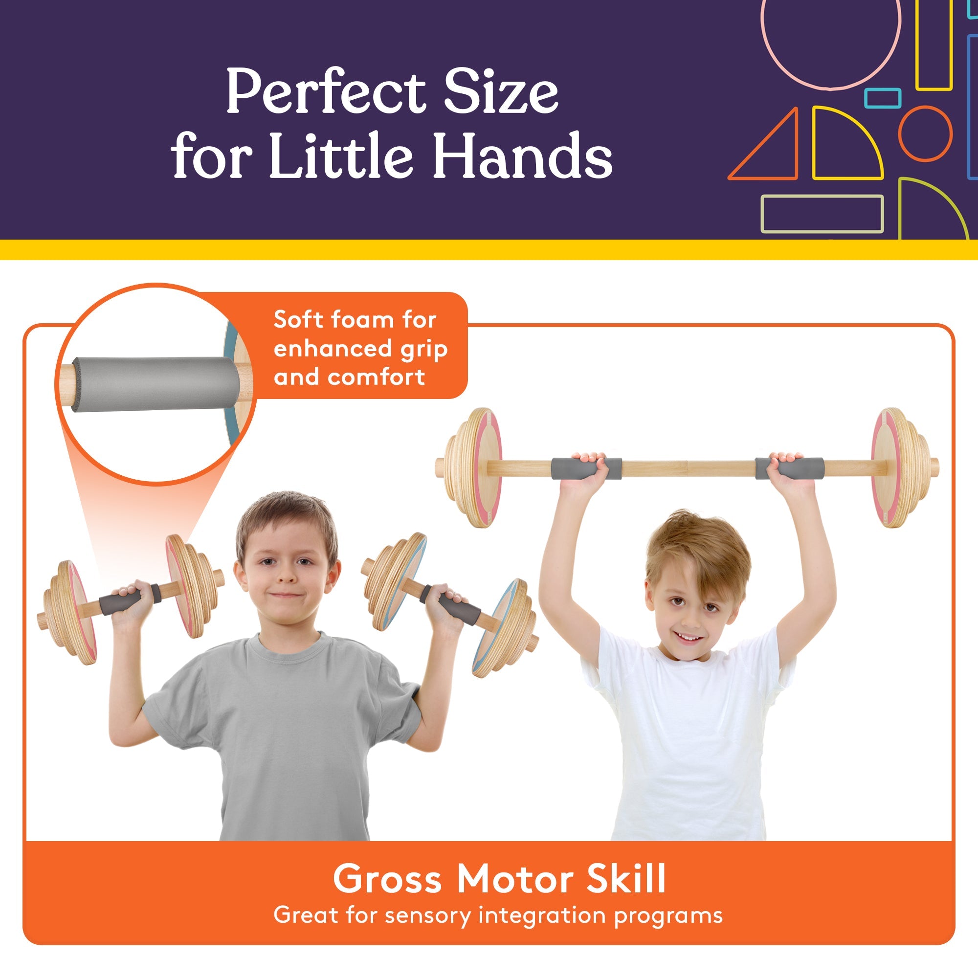 Special Supplies Kids Wooden Workout Weights, Great Exercise Equipment for Home or School (Barbell and Dumbbell)