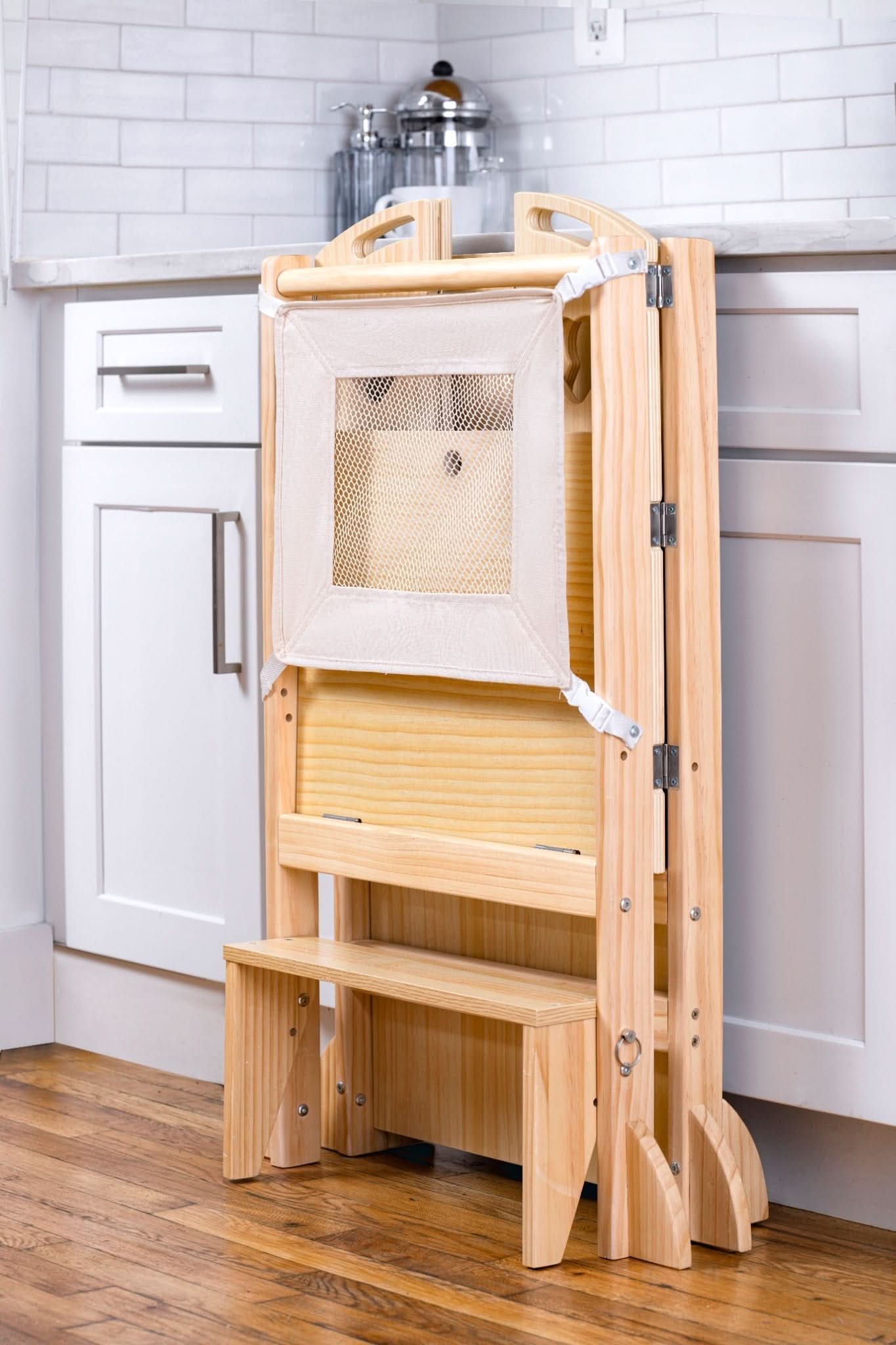PreK Laurel 4-in-1 Foldable Kitchen Tower, Step Stool, Slide & Chalkboard