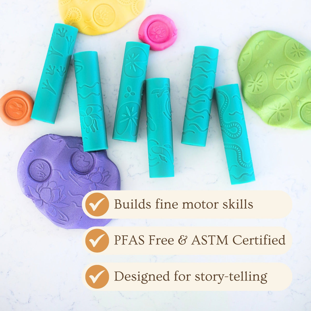 Pond Life Play Dough Rollers (set of 6)