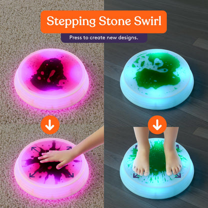 Special Supplies Liquid Gel LED Stepping Stones for Kids - Light-Up Circle Balance Blocks - Promote Coordination, Balance, Strength for Toddlers & Children - Durable Non-Slip Rubber, Safe Indoor & Outdoor Play - 4 Pack