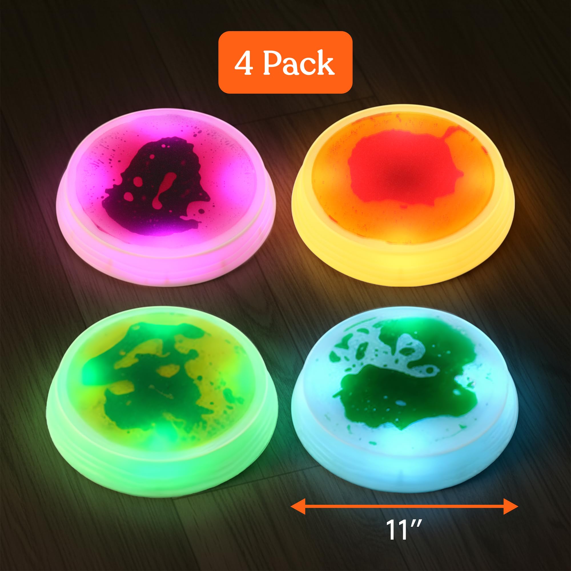 Special Supplies Liquid Gel LED Stepping Stones for Kids - Light-Up Circle Balance Blocks - Promote Coordination, Balance, Strength for Toddlers & Children - Durable Non-Slip Rubber, Safe Indoor & Outdoor Play - 4 Pack