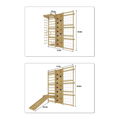 Walnut 9-in-1 Swedish Ladder Wall Gym | Indoor Wooden Climber & Activity Set for Kids
