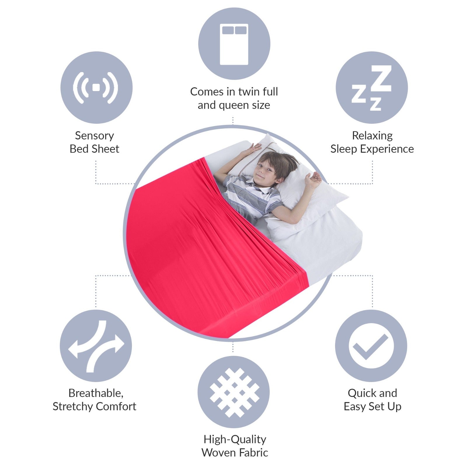 Sensory Bed Sheet for Kids Compression Alternative to Weighted Blankets - Red