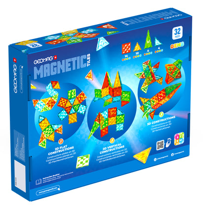 Gems Magnetic Tiles Construction Set, 32 Pieces
