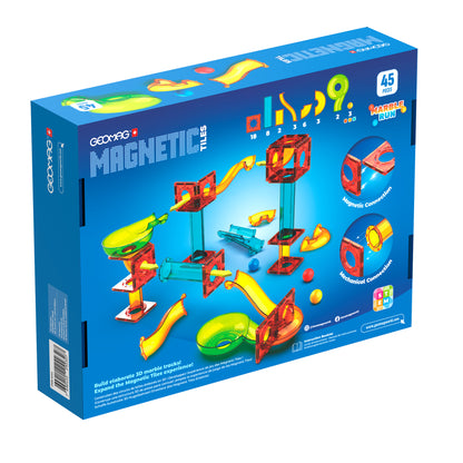 Magnetic Tiles Construction Set, Marble Run, 45 Pieces