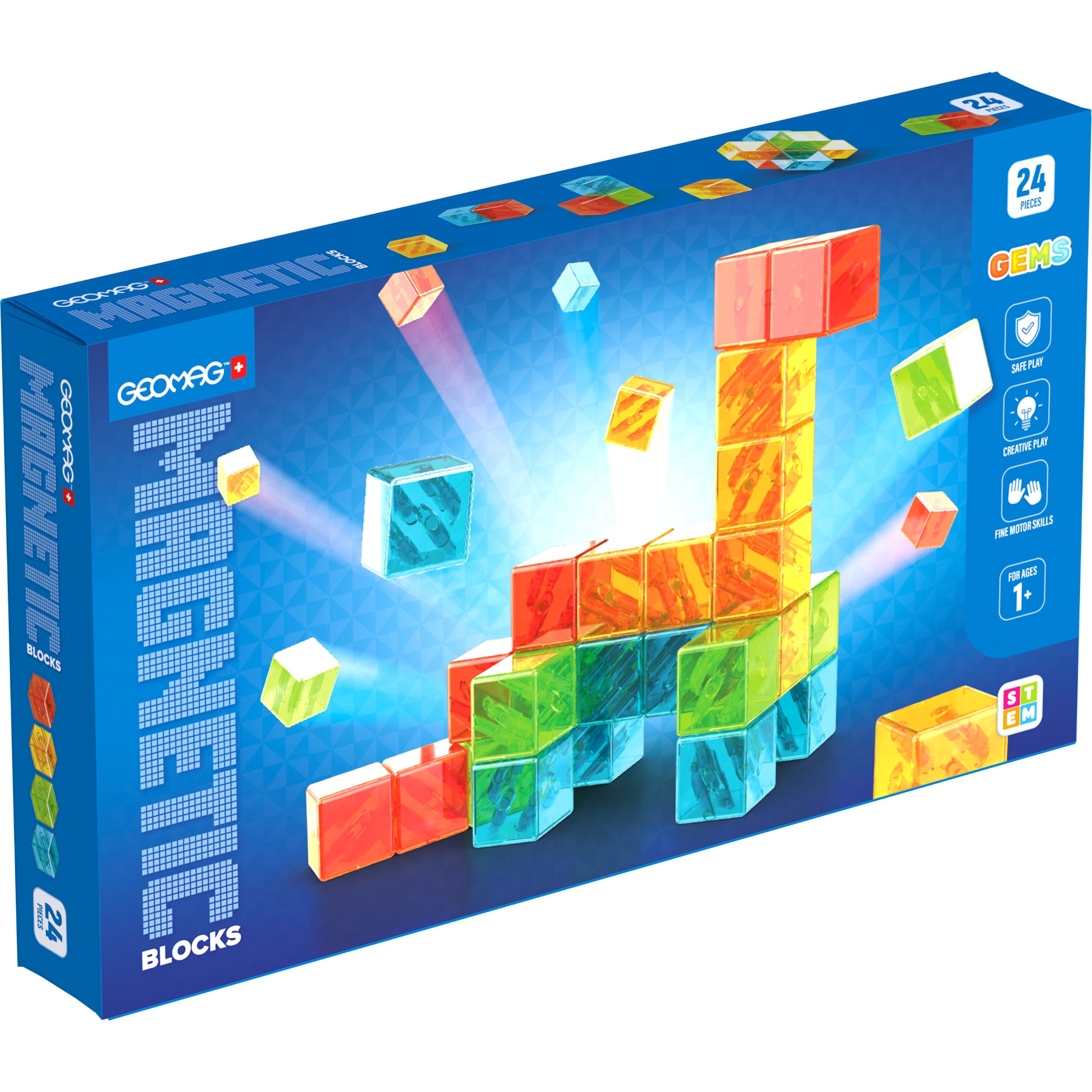 Magnetic Blocks Gems Set, 24 Pieces