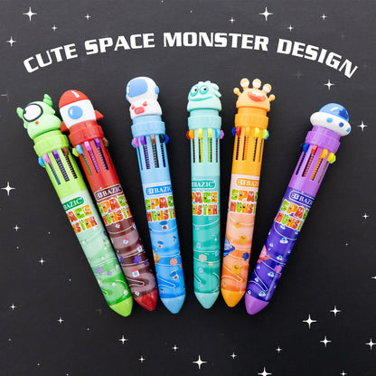 Space Monster Series 10-Color Pen, Assorted Designs, Set of 6