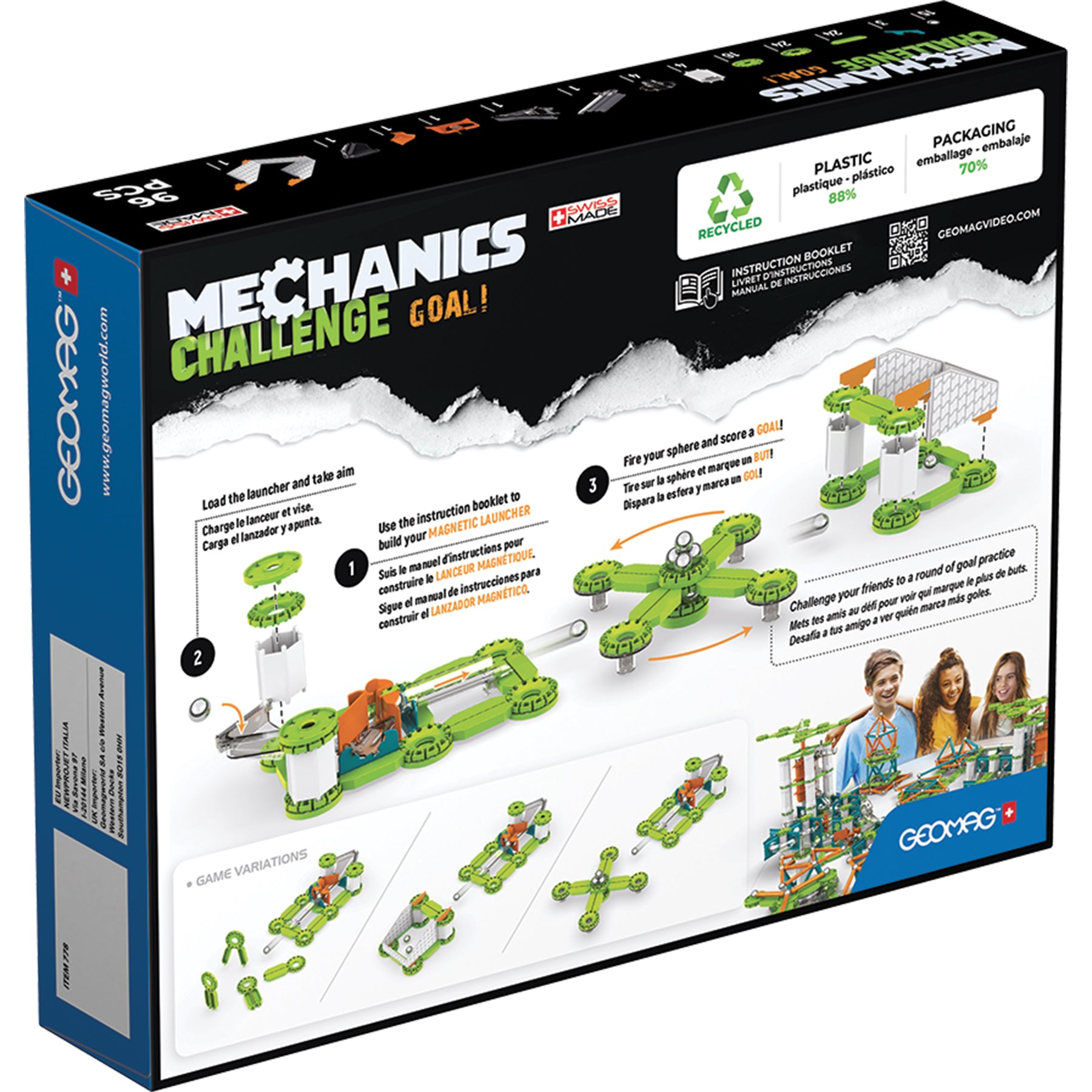 Mechanics Challenge, Goal, Magnetic Building Set, 96 Pieces