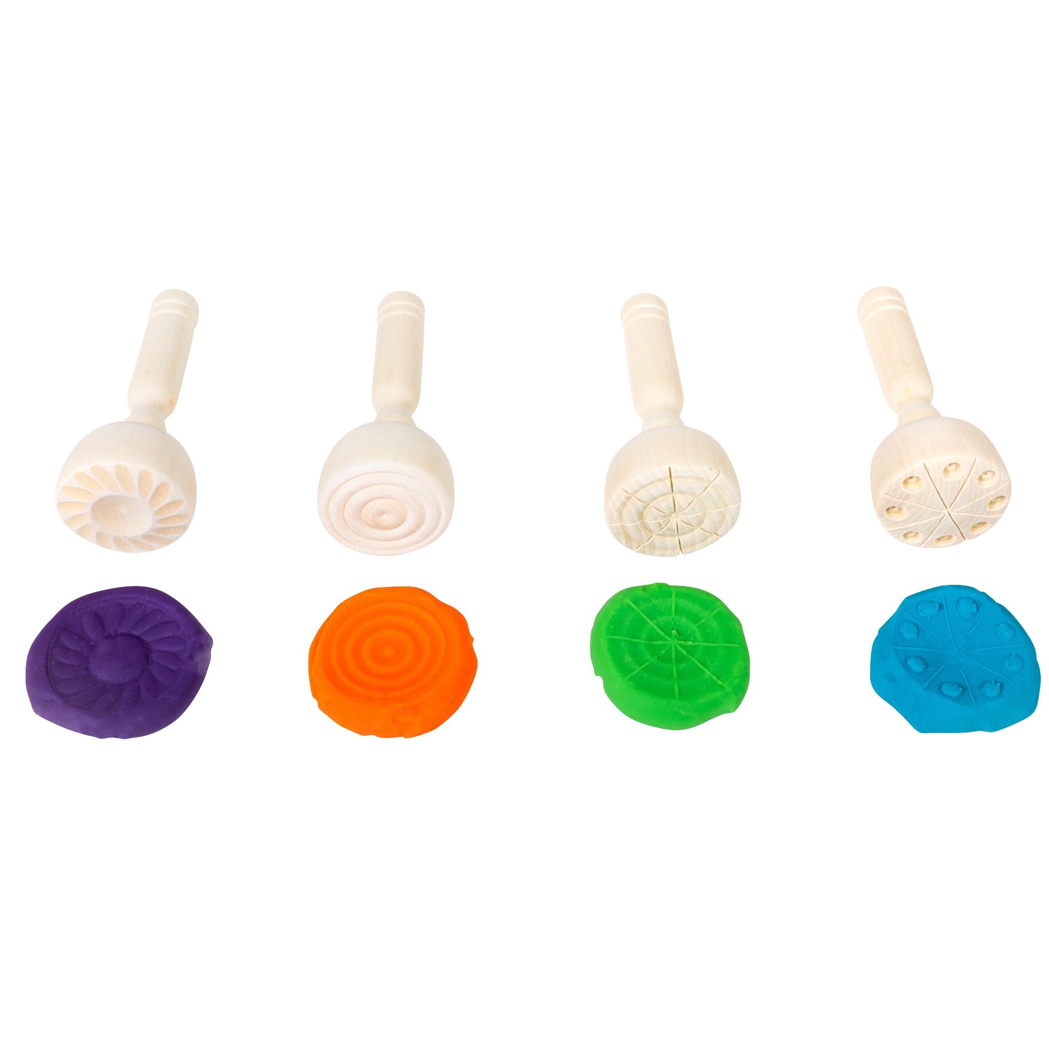Wooden Dough Stampers - Set of 4