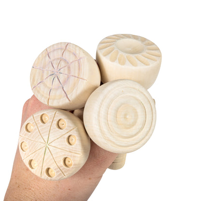 Wooden Dough Stampers - Set of 4