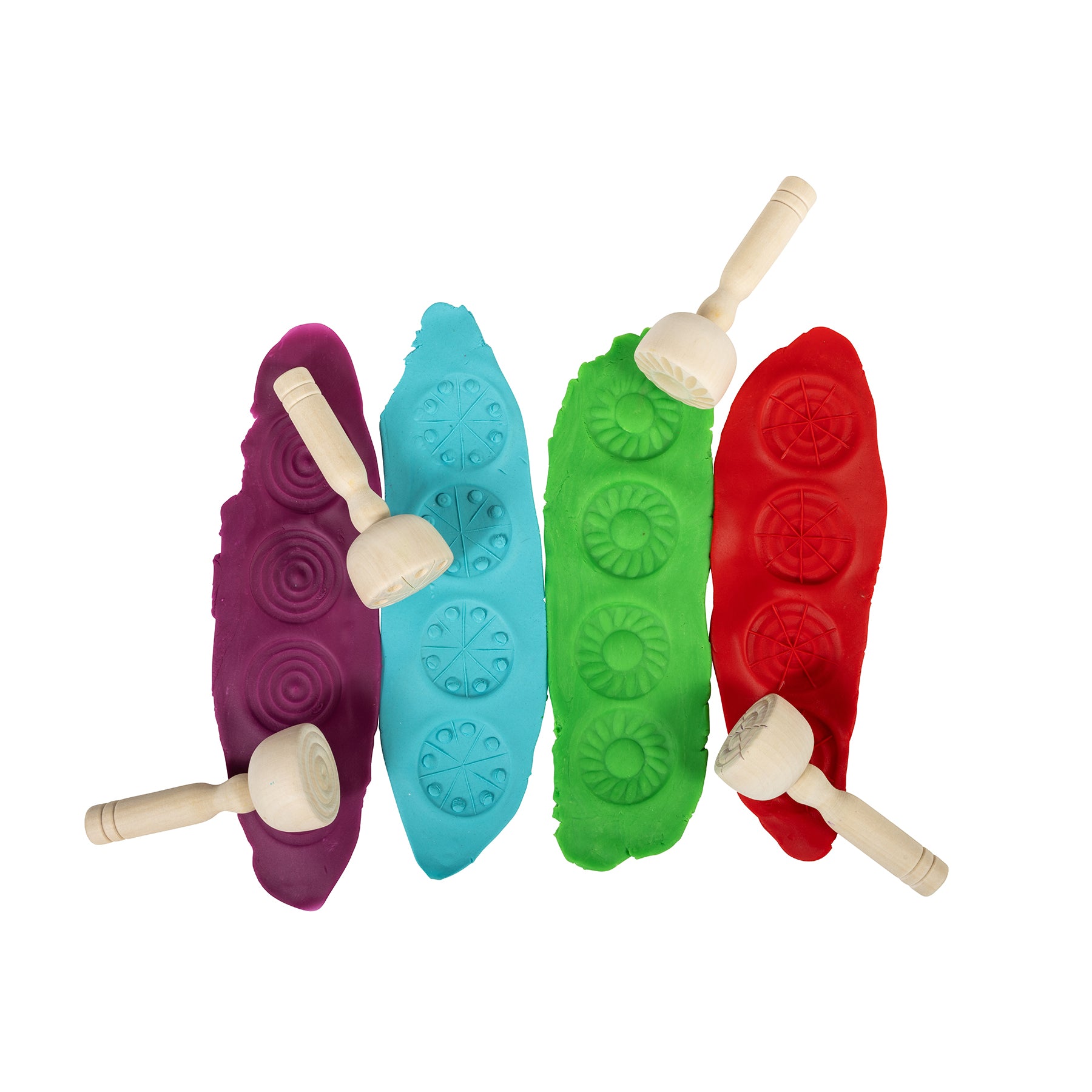 Wooden Dough Stampers - Set of 4