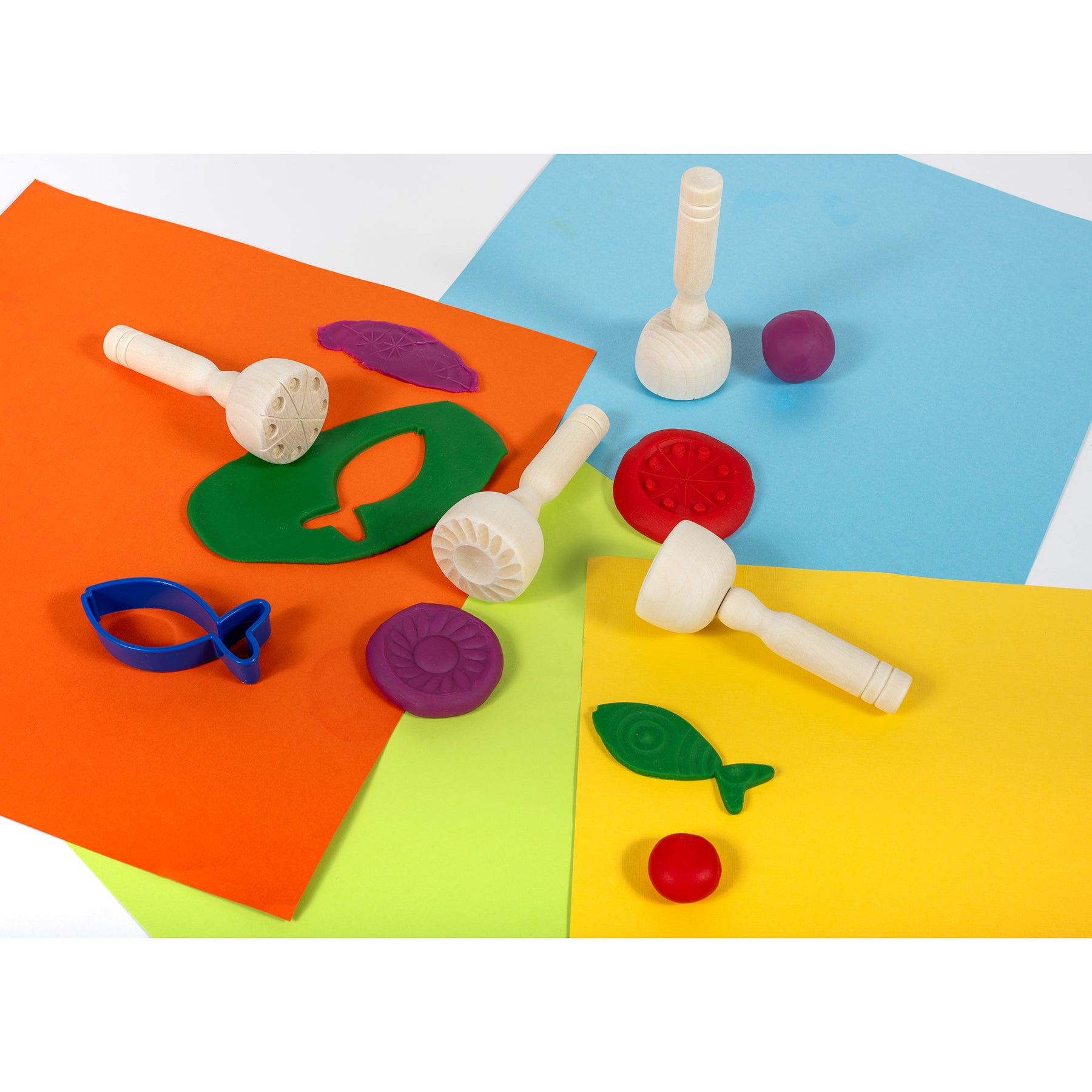 Wooden Dough Stampers - Set of 4