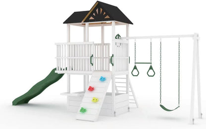 Craftsman Modern Outdoor Swing Set | Wooden Backyard Swing Frame for Kids