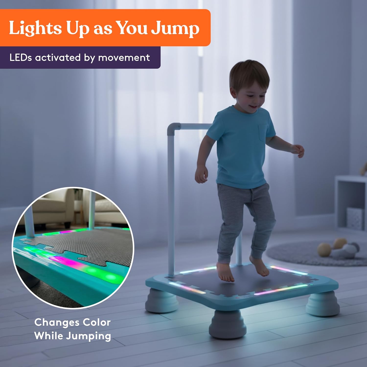 Special Supplies Kids Musical LED Trampoline Rebounder Bouncing Board – Sensory Balance and Bounce Toy for Indoor and Outdoor Kids Toys - Outdoor Play Equipment