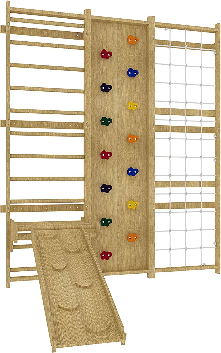 Walnut 9-in-1 Swedish Ladder Wall Gym | Indoor Wooden Climber & Activity Set for Kids