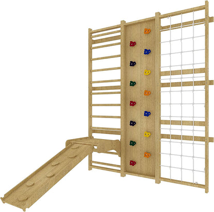 Walnut 9-in-1 Swedish Ladder Wall Gym | Indoor Wooden Climber & Activity Set for Kids