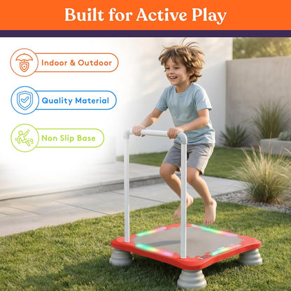 Special Supplies Kids Musical LED Trampoline Rebounder Bouncing Board – Sensory Balance and Bounce Toy for Indoor and Outdoor Kids Toys - Outdoor Play Equipment