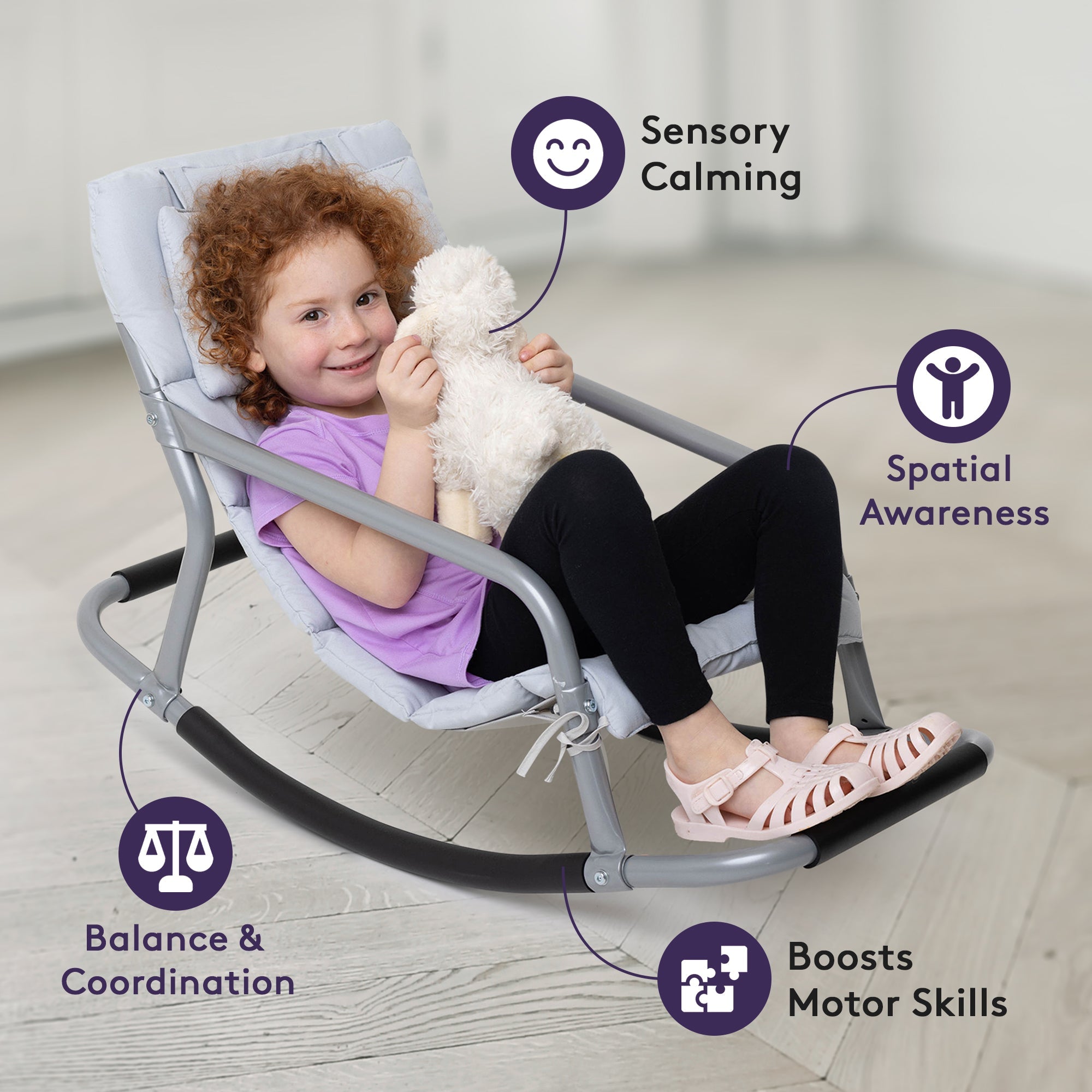 Special Supplies Sensory Rocking Chair for Kids - Comfortable Kids Rocker- Versatile Floor Chair with Soft Fabric and Stability for Playroom, Bedroom, or Nursery (Ages 3+)