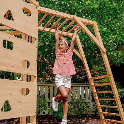 Avenlur Hawthorn XL Wooden Outdoor Playset – Slide, Swing, Climbing Wall & Monkey Bars | Backyard Playground Set for Kids