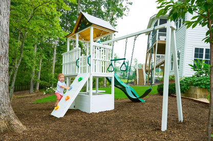 Craftsman Modern Outdoor Swing Set | Wooden Backyard Swing Frame for Kids