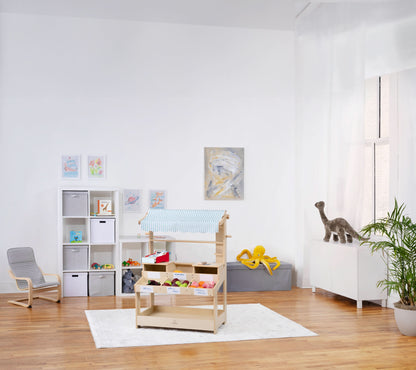 Cypress Wooden Market Stand – Pretend Play Shop for Kids with Storage