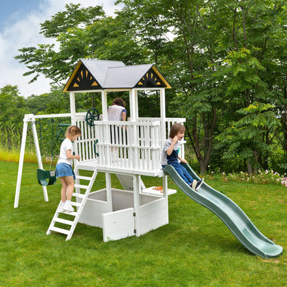 Craftsman Modern Outdoor Swing Set | Wooden Backyard Swing Frame for Kids