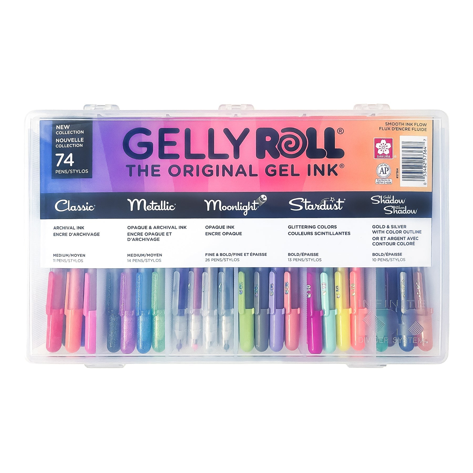 Gel Pens & Case 74-Piece Set