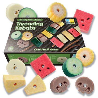Sensory Play Stones Threading Kebabs