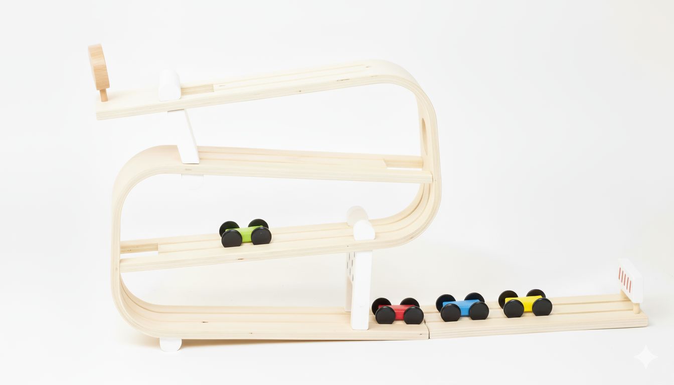 Wooden Car Ramp Racer | Montessori Rolling Track Toy