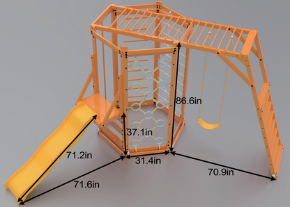 Avenlur Hawthorn XL Wooden Outdoor Playset – Slide, Swing, Climbing Wall & Monkey Bars | Backyard Playground Set for Kids