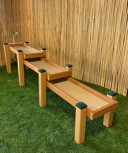 KSO-A4B2C2FFLEX Kids' Station Outdoor Water Works Sand/Water Triple Trough with Flexible Rubber Faucet