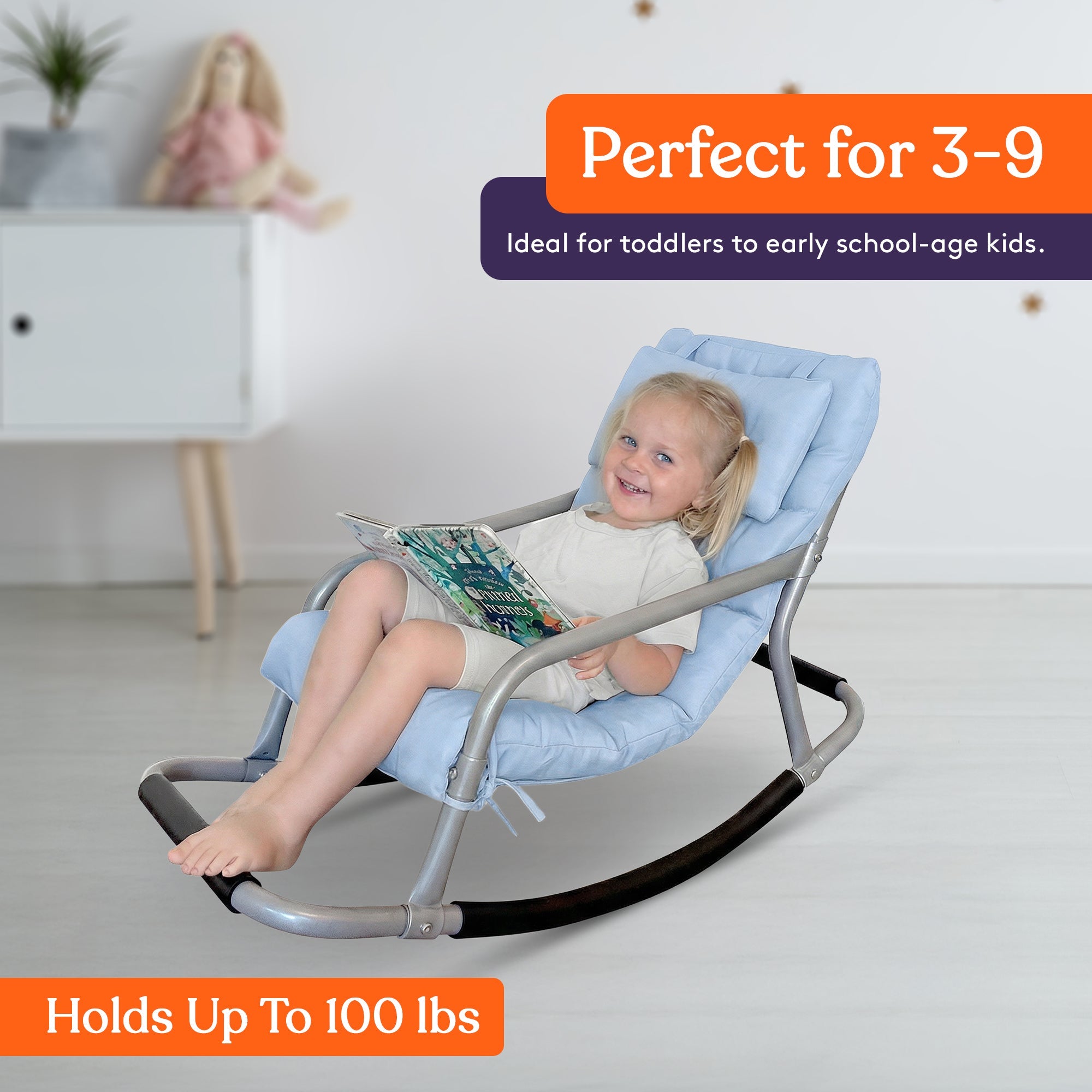 Special Supplies Sensory Rocking Chair for Kids - Comfortable Kids Rocker- Versatile Floor Chair with Soft Fabric and Stability for Playroom, Bedroom, or Nursery (Ages 3+)