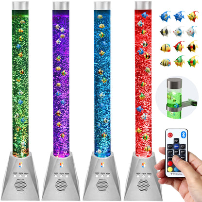 Special Supplies Aquarium Sensory Bubble Tube Lamp - 4ft Color-Changing LED with Remote, 5 Fishes, Nightlight Effect & Bluetooth Speaker