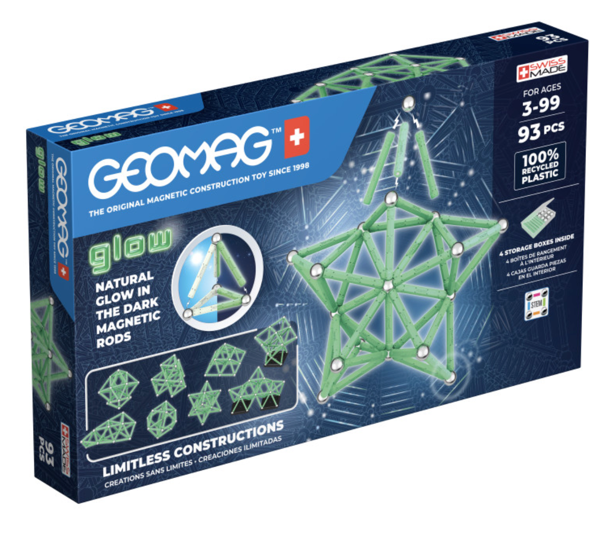 Glow in the Dark Magnetic Building Blocks 93pc Set