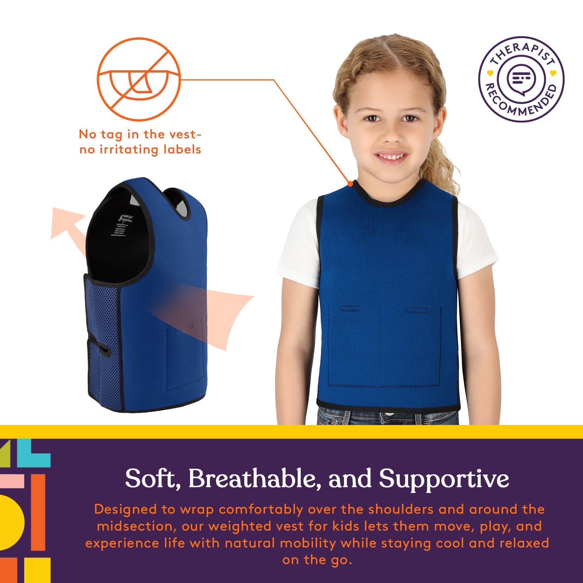 WEIGHTED - Sensory Compression Vest for Kids with Processing Disorders ADHD and Autism Calming and Supportive with Adjustable Weight Fit