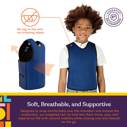 WEIGHTED - Sensory Compression Vest for Kids with Processing Disorders ADHD and Autism Calming and Supportive with Adjustable Weight Fit