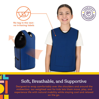 WEIGHTED - Sensory Compression Vest for Kids with Processing Disorders ADHD and Autism Calming and Supportive with Adjustable Weight Fit